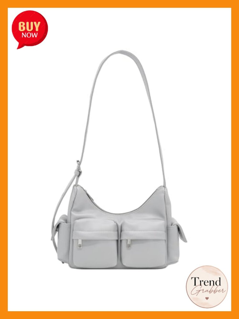 Faux Leather Multi Pocket Shoulder Bag Hobo with Adjustable Strap